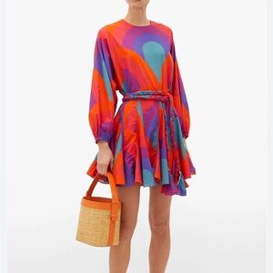 Rhode Resort Ella Dress Rainbow 70s 60s Retro  Small Flared Mini Dress